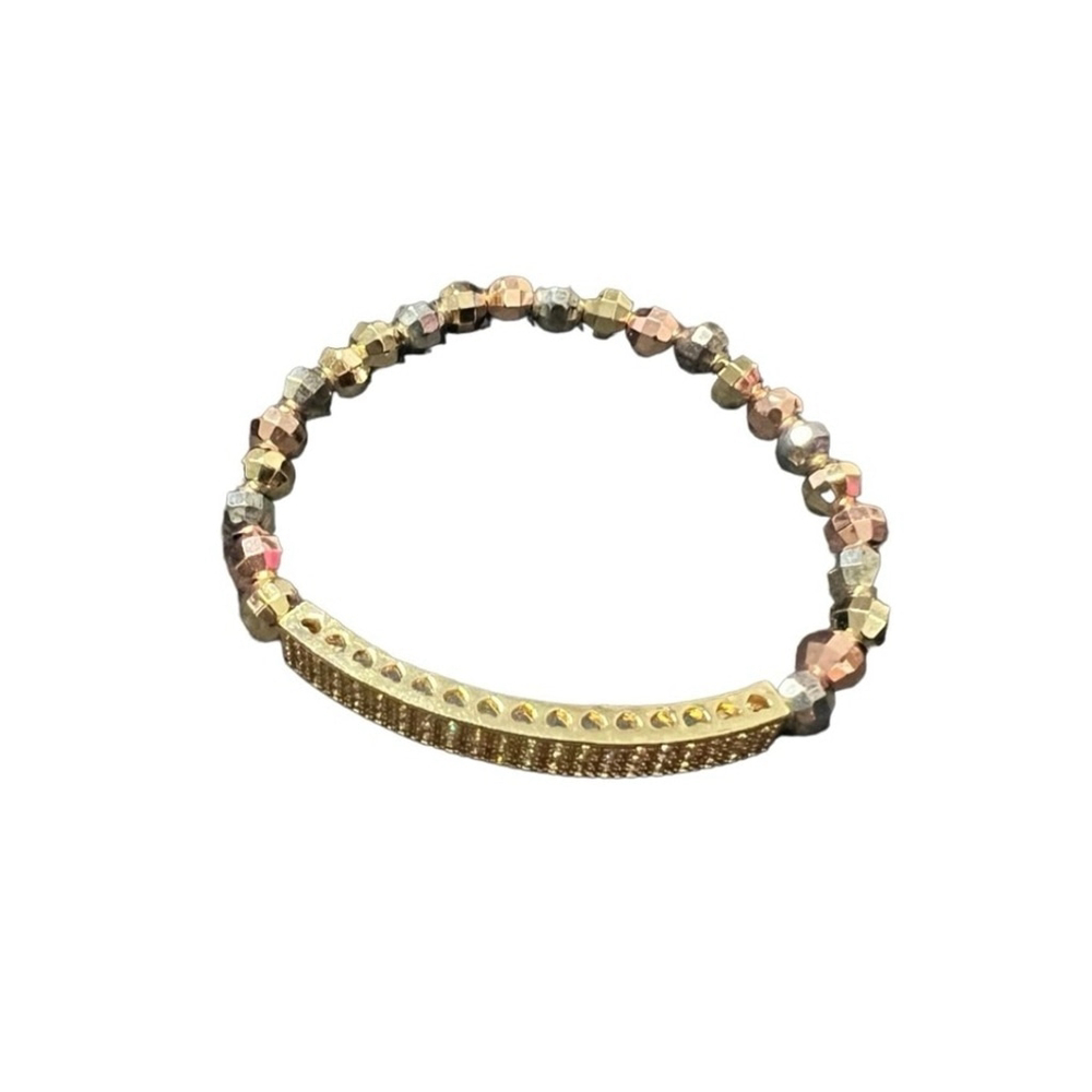 14K Gold Plated Women's Tri-Color Pearl Bracelet Brand New - Picture 3 of 6